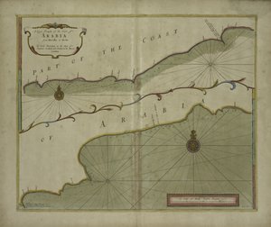Ett stort utkast av Arabiens kust från Maculla till Dofar, 1703 (färggravyr)
